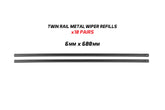 Twin Metal Rail Wiper Refill x 20 (10 Pairs) 6mm x 600mm