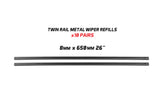 Twin Rail Metal Wiper Refill x 20 (10 Pairs) 8mm x 650mm 26"