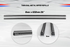 Pair Twin Metal Rail Wiper Refill 8mm x 650mm 26" - Service Parts Online