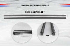 Pair Twin Rail Metal Wiper Refill 6mm x 650mm 26" - Service Parts Online