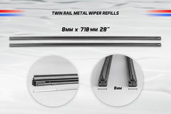 Pair Twin Rail Metal Wiper Refill 8mm x 710mm 28" - Service Parts Online