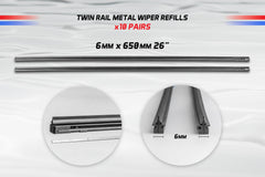 Twin Metal Rail Wiper Refill x 20 (10 Pairs) 6mm x 650mm 26" - Service Parts Online
