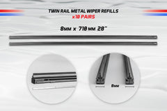 Twin Metal Rail Wiper Refill x 20 (10 Pairs) 8mm x 710mm 28" - Service Parts Online