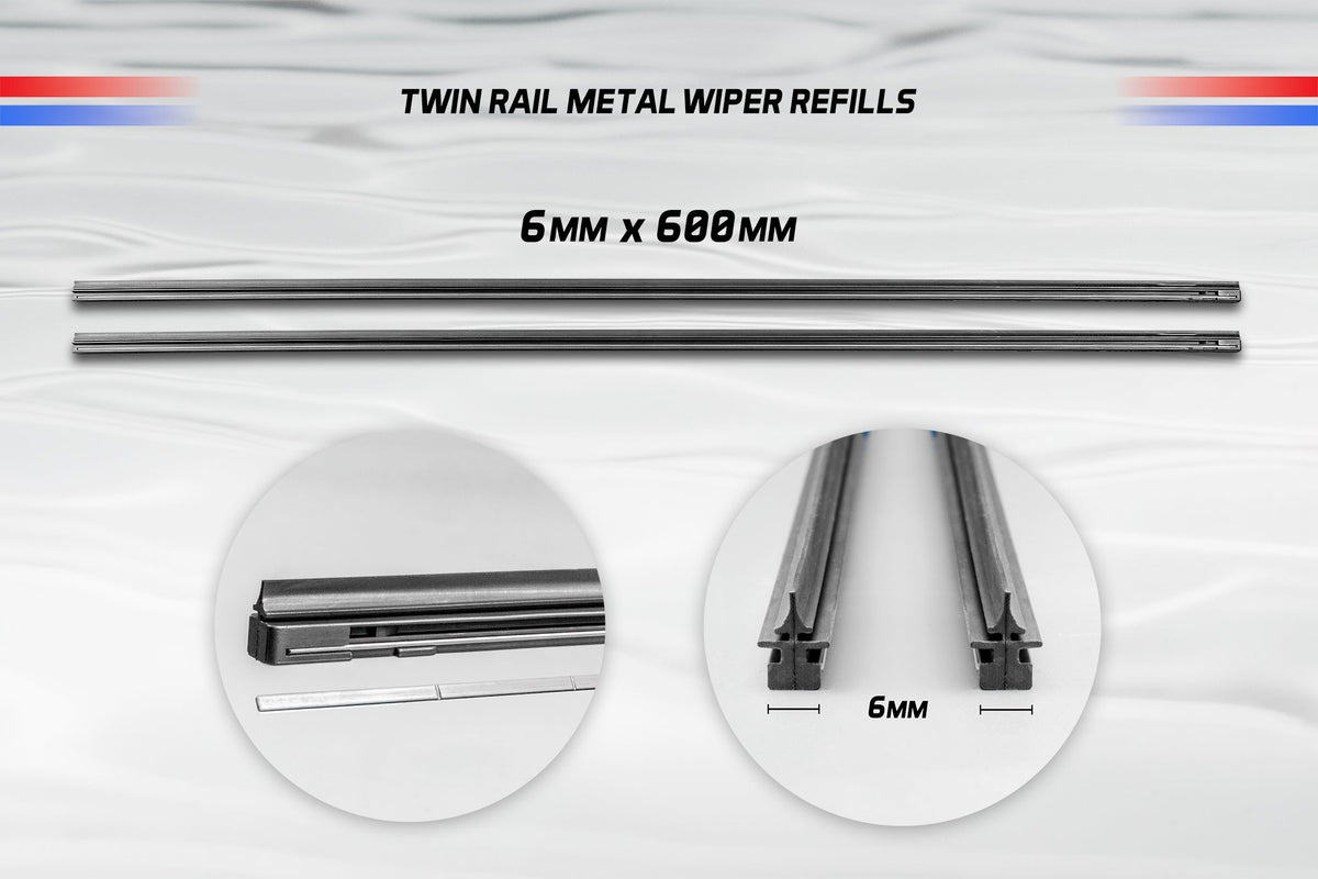 Pair Twin Rail Metal Wiper Refill 6mm x 600mm - Service Parts Online